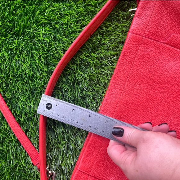 COACH PEBBLED LEATHER CROSSBODY HANDBAG PURSE GENUINE DEEP ORANGE GUC - Picture 13 of 15